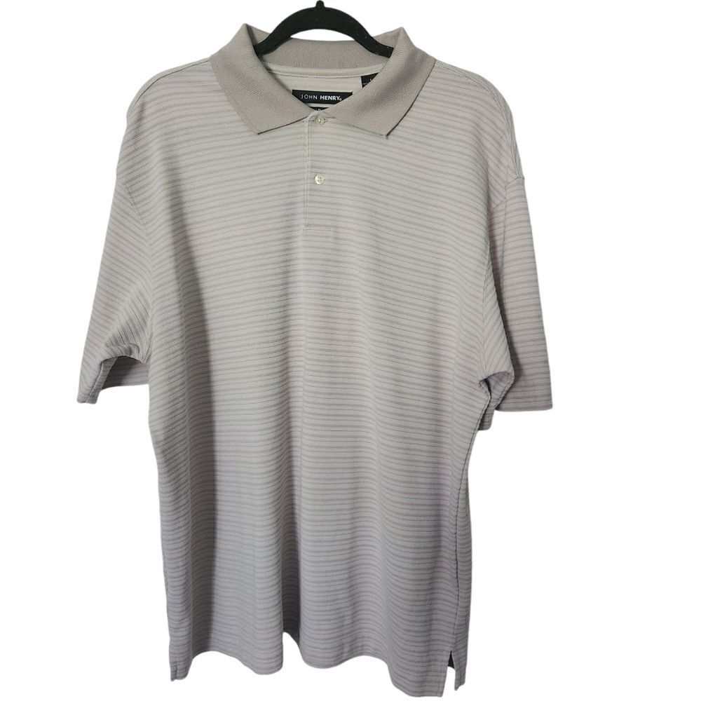 John Henry Mens Short Sleeve Striped Polo Shirt Size Large